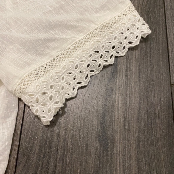 Gap Lace-Trim White Cotton Shirt Size XL - Picture 5 of 7